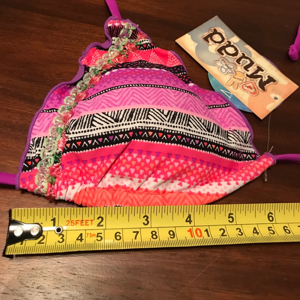 Striped Ruffle String Swim Top - Picture 6 of 8